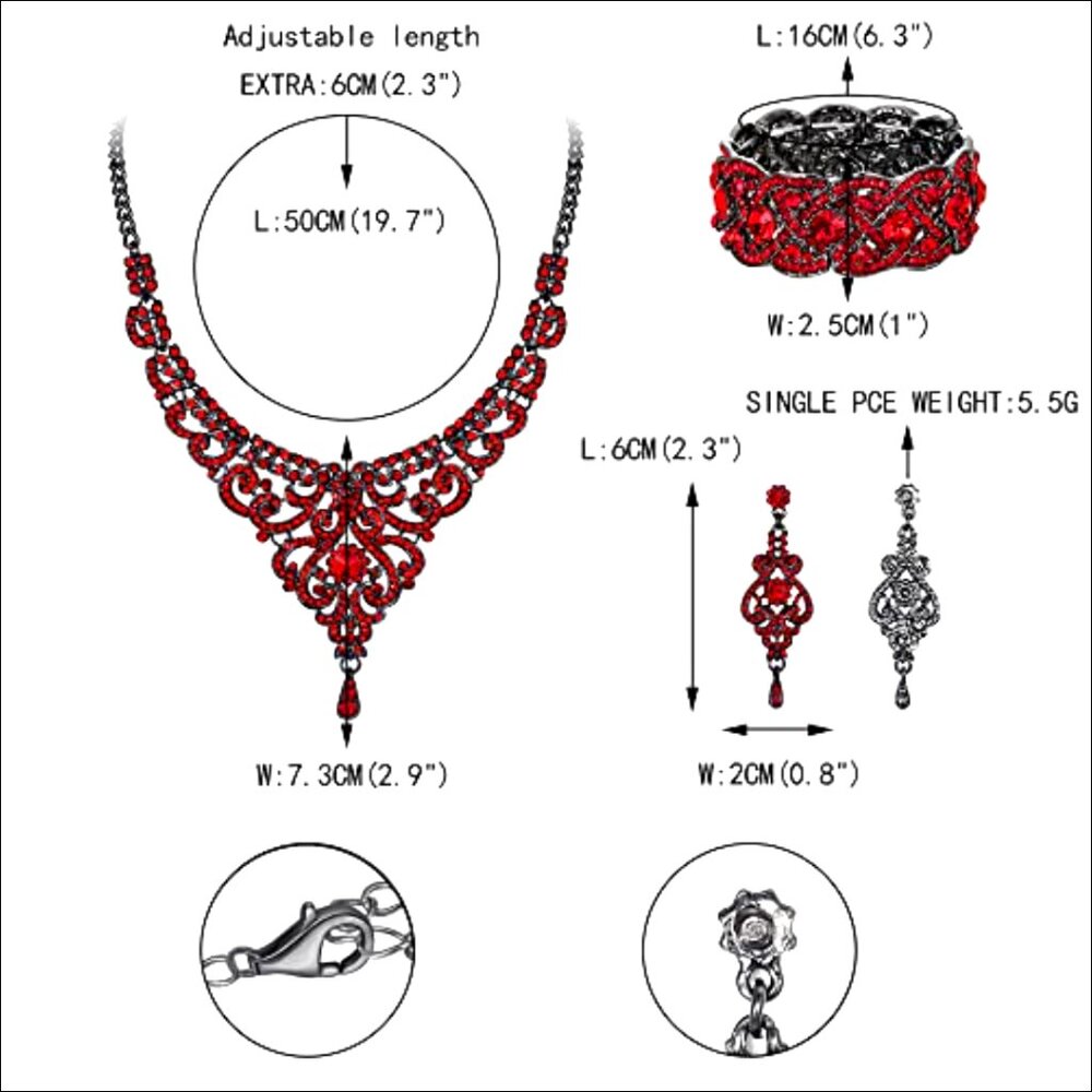 Crystal Bridal Jewelry Set Necklace Earrings Bracelet Art Deco Style - Picture 5 of 7